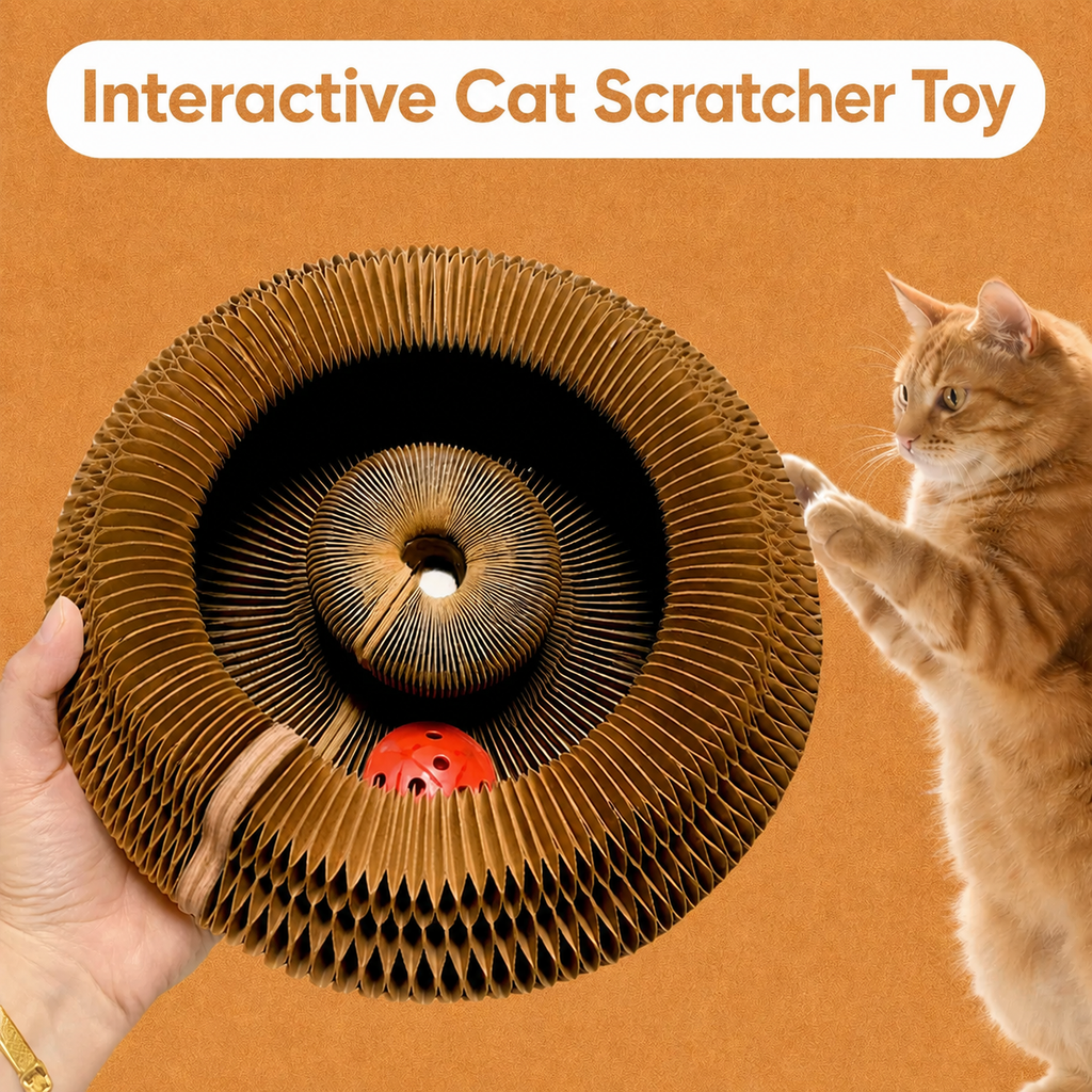 Interactive Cat Scratcher Toy with Built-In Rolling Ball