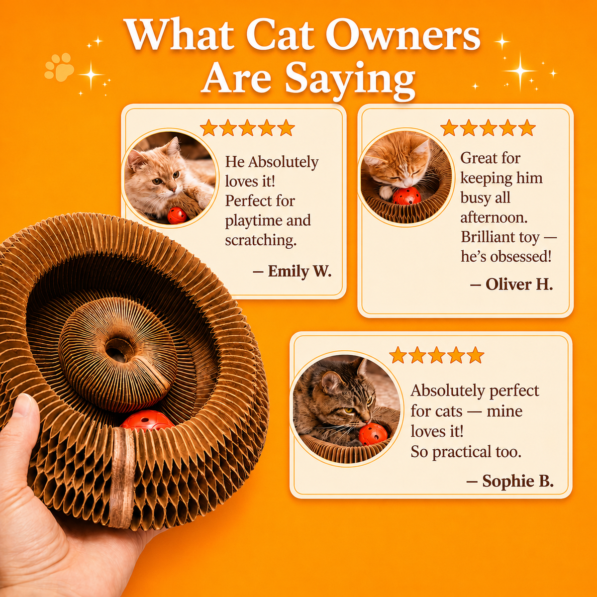 Interactive Cat Scratcher Toy with Built-In Rolling Ball