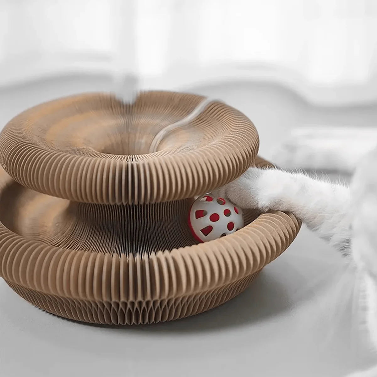 Interactive Cat Scratcher Toy with Built-In Rolling Ball